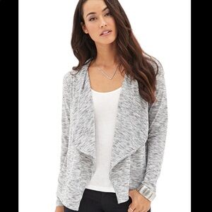 🛍4/$25!F21 Gray Marled Open-Front Draped Cardigan